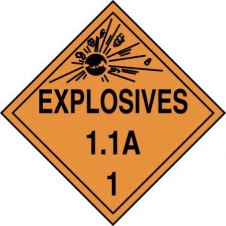Accuform DOT PLACARD HAZARD CLASS 1 MPL11VS1 MPL11VS1